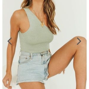 Clean slate one shoulder glitter top